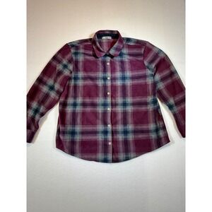 Lee Riders Fleece Flannel Shirt Womens Plaid Long Sleeve Button Up Casual Top